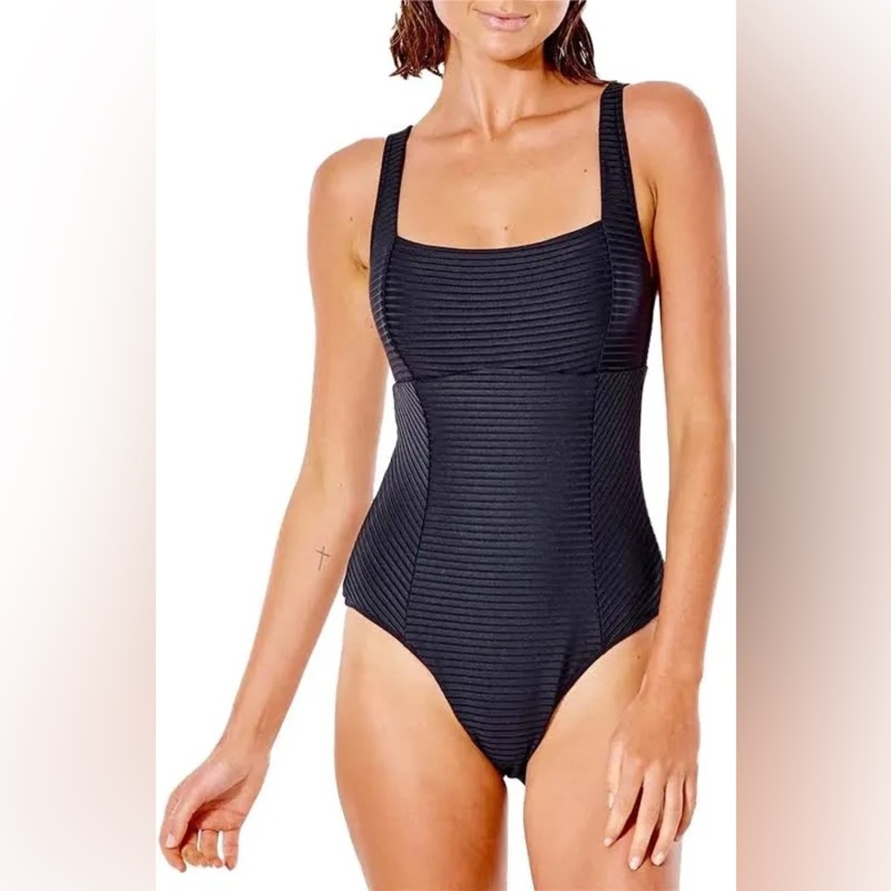 Rip Curl Textured Black One-Piece Swimsuit - Small D-DD cup - New